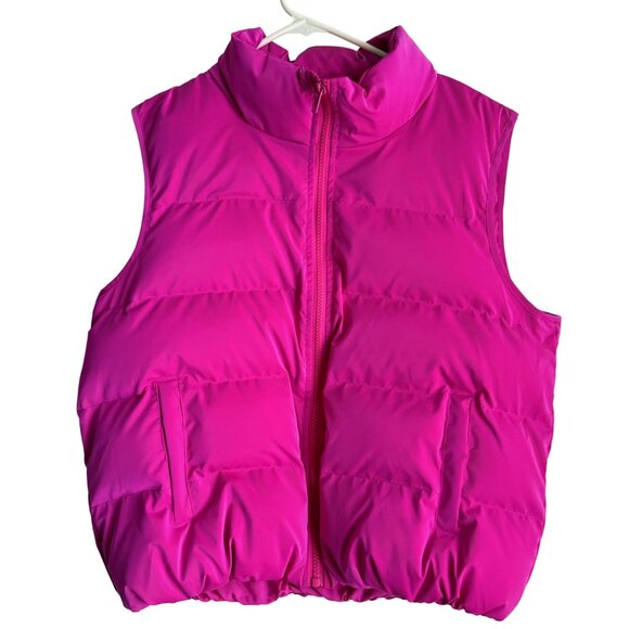 TCEC Funnel Neck Puffer Vest, Pink, Women's Medium, Pockets, Zipper Closure - Picture 1 of 8
